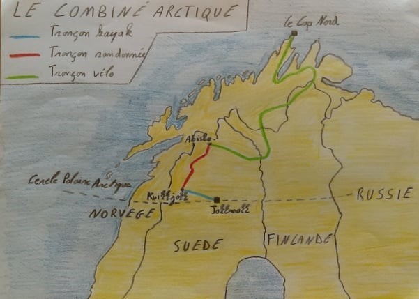 Combiné arctique - voyage kayak marche et vélo en Scandinavie