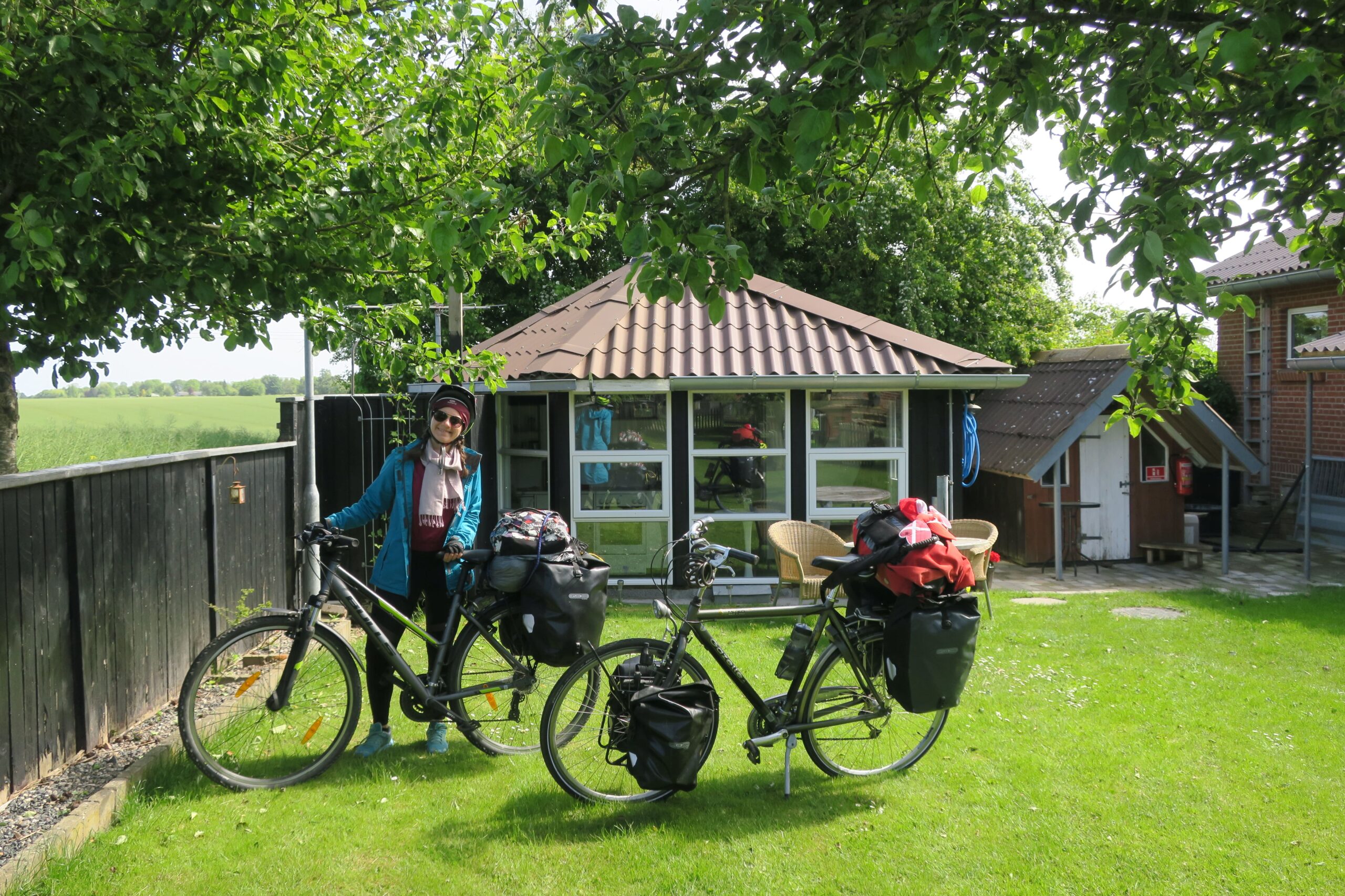 Voyageur a vélo au Danemark